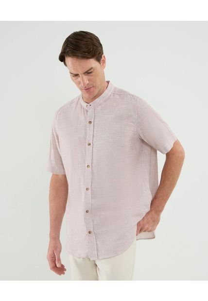 Camisa Para Hombre Manga Corta Sin Bolsillo Cuello Neru Color Vino Marca Patprimo #44013132