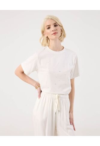 Camiseta Para Mujer Manga Corta Cuello Redondo Color Blanco Marca Patprimo #30093818 Patprimo