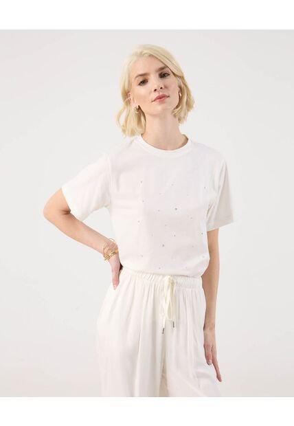 Camiseta Para Mujer Manga Corta Cuello Redondo Color Blanco Marca Patprimo #30093818