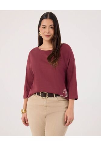 Camiseta Para Mujer Manga 3/4 Cuello Redondo Color Vino Marca Patprimo #14091449 Patprimo