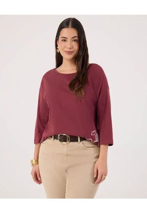 Camiseta Para Mujer Manga 3/4 Cuello Redondo Color Vino Marca Patprimo #14091449