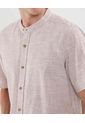 Camisa Manga Corta Cuello Neru Lino   Para Hombre Vino Patprimo de Patprimo