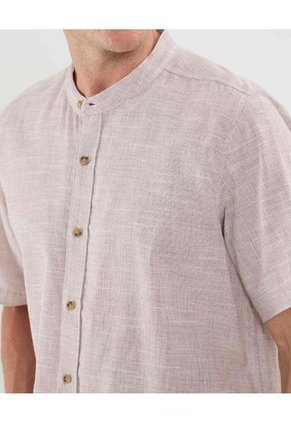 Camisa Manga Corta Cuello Neru Lino   Para Hombre Vino Patprimo