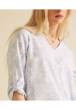 Blusa Para Mujer Manga 3/4 Color Azul  Marca Patprimo #30122897