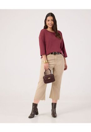 Camiseta Para Mujer Manga 3/4 Cuello Redondo Color Vino Marca Patprimo #14091449