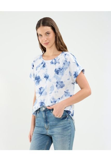 Blusa Para Mujer Manga Corta Color Azul Marca Patprimo #30123498