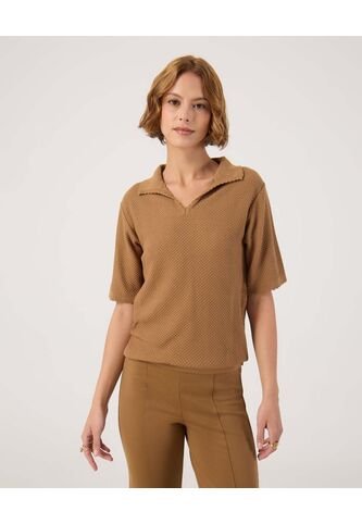 Polo Para Mujer Manga Corta Color Café Marca Patprimo #30110456 Patprimo