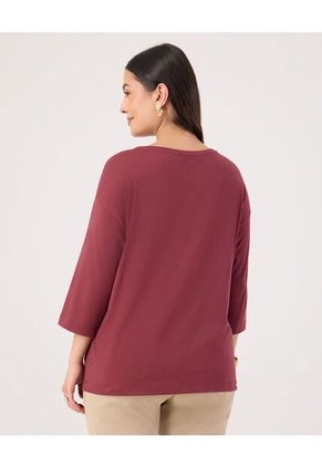Camiseta Para Mujer Manga 3/4 Cuello Redondo Color Vino Marca Patprimo #14091449