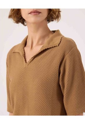 Polo Para Mujer Manga Corta Color Café Marca Patprimo #30110456