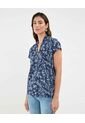 Camiseta Estampada Cuello En V  Para Mujer Azul Patprimo de Patprimo