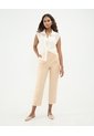 Pantalon Recto, Pretina Resortada En Posterior  Para Mujer Beige Patprimo de Patprimo