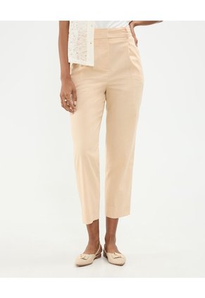 Pantalon Recto, Pretina Resortada En Posterior  Para Mujer Beige Patprimo