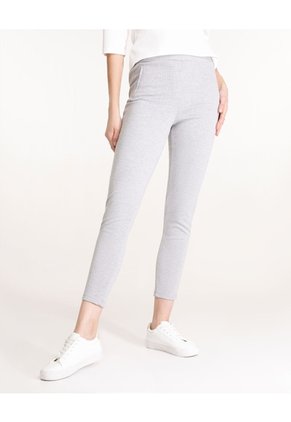Leggings Preteñido Con Bolsillos Ribete En Frente, Simulacion Jota, Lineas Gris Para Mujer Gris Patprimo