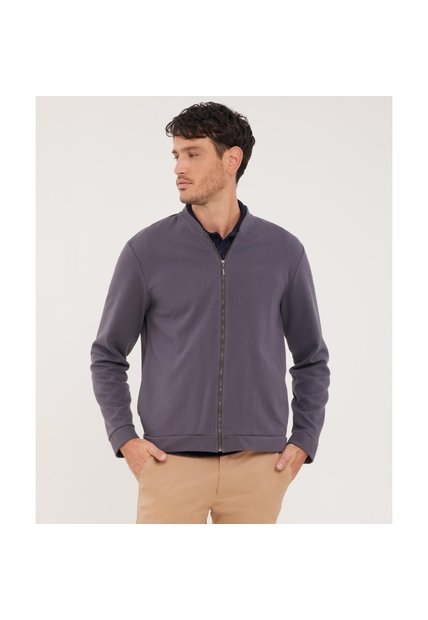 Buzo Unicolor Textura, Con Cierre Zipper  Para Hombre Azul Patprimo