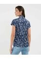 Camiseta Estampada Cuello En V  Para Mujer Azul Patprimo de Patprimo