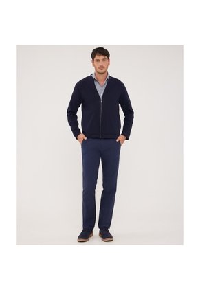 Buzo Unicolor Textura, Con Cierre Zipper  Para Hombre Azul Patprimo