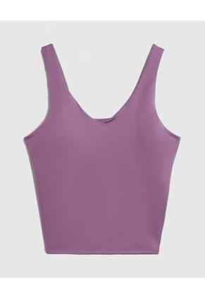 Camiseta Crop Sin Mangas Cuello V Mujer Para Mujer Morado Patprimo
