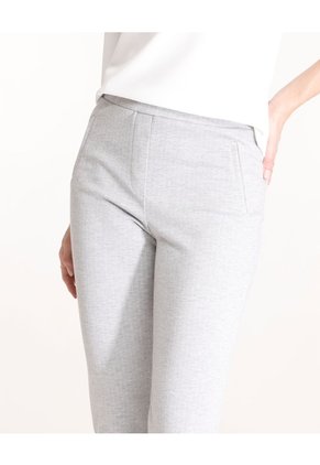 Leggings Preteñido Con Bolsillos Ribete En Frente, Simulacion Jota, Lineas Gris Para Mujer Gris Patprimo