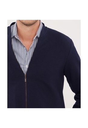 Buzo Unicolor Textura, Con Cierre Zipper  Para Hombre Azul Patprimo