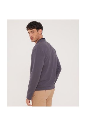 Buzo Unicolor Textura, Con Cierre Zipper Para Hombre Azul Patprimo