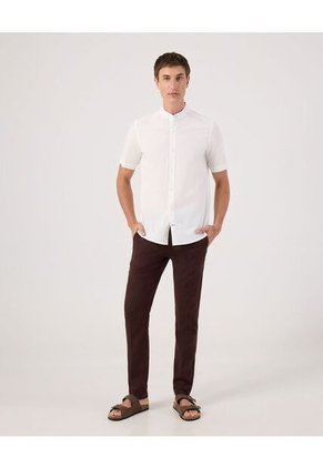 Camisa Para Hombre Manga Corta Sin Bolsillo Cuello Neru Color Blanco Marca Patprimo #44013160