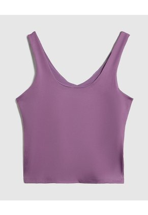 Camiseta Crop Sin Mangas Cuello V Mujer Para Mujer Morado Patprimo
