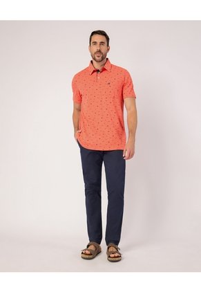 Polo Con Microestampado   Para Hombre Naranja Patprimo