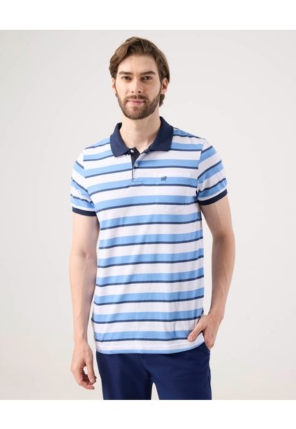 Polo Cuello Tejido Con Bolsillo  Para Hombre Azul Patprimo