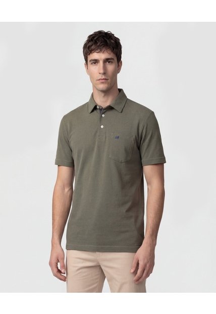 Polo Unicolor, Cuello Duro Con Bolsillo Y Silueta Regular Fit  Para Hombre Verde Patprimo