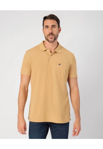 Polo Unicolor Con Bolsillo   Para Hombre Amarillo Patprimo