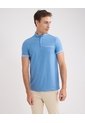 Polo Cuello Mao Con Bolsillo Ribete Texturizada  Para Hombre Azul Patprimo de Patprimo