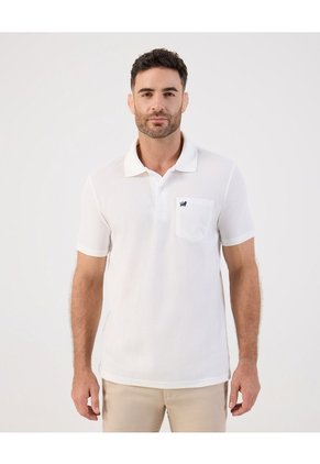 Polo Unicolor Con Bolsillo Para Hombre Blanco Patprimo
