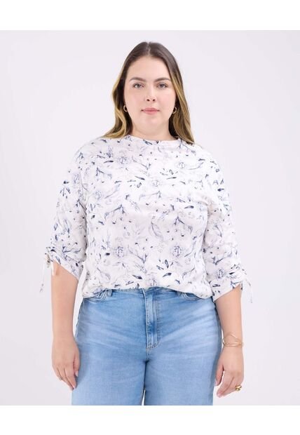 Camiseta Para Mujer Manga 3/4 Cuello Redondo Color Crema Marca Patprimo #14091411