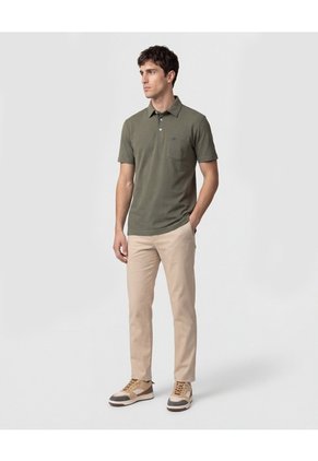 Polo Unicolor, Cuello Duro Con Bolsillo Y Silueta Regular Fit  Para Hombre Verde Patprimo