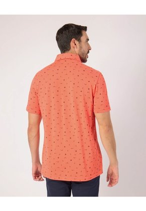 Polo Con Microestampado   Para Hombre Naranja Patprimo