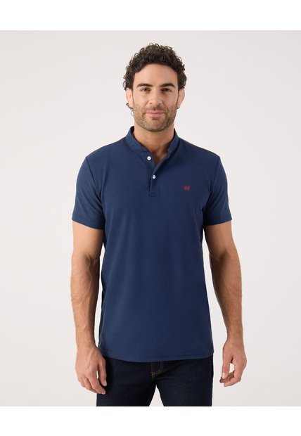 Polo Unicolor Con Bordado  Para Hombre Azul Patprimo