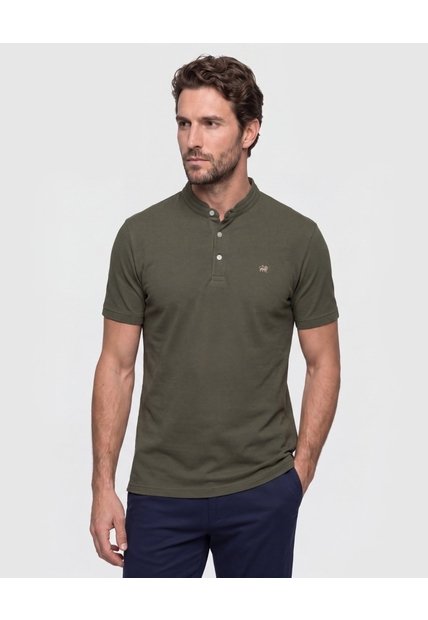 Polo Unicolor Con Bordado  Para Hombre Verde Patprimo