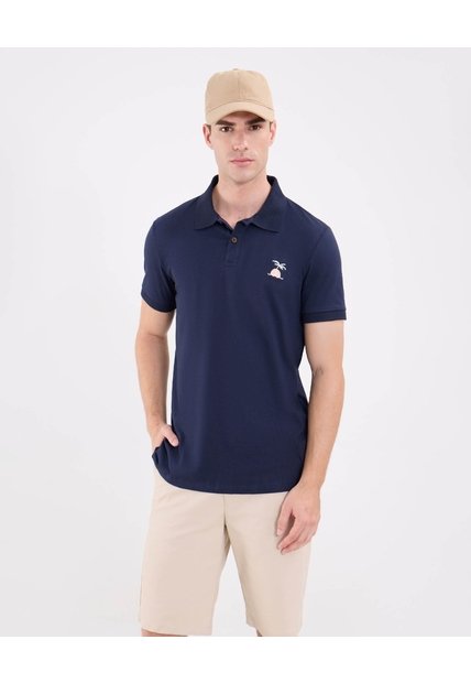 Polo Con Bordado  Para Hombre Azul Patprimo