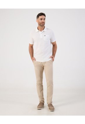 Polo Unicolor Con Bolsillo Para Hombre Blanco Patprimo