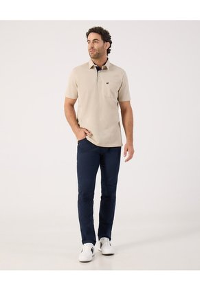 Polo Unicolor Con Bolsillo   Para Hombre Beige Patprimo