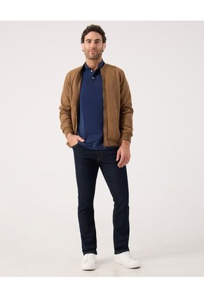 Polo Unicolor Con Bordado  Para Hombre Azul Patprimo