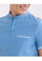 Polo Cuello Mao Con Bolsillo Ribete Texturizada  Para Hombre Azul Patprimo de Patprimo