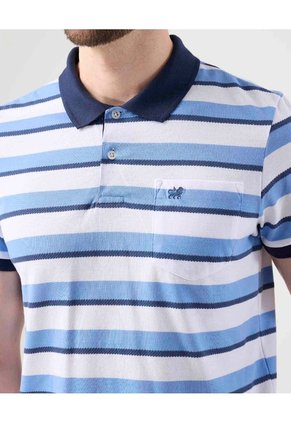 Polo Cuello Tejido Con Bolsillo Para Hombre Azul Patprimo