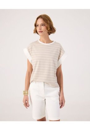 Camiseta Para Mujer Manga Corta Cuello Redondo Color Café Marca Patprimo #30093876