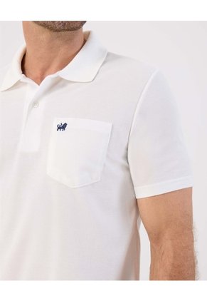 Polo Unicolor Con Bolsillo Para Hombre Blanco Patprimo