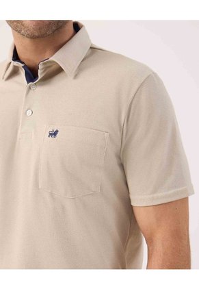 Polo Unicolor Con Bolsillo   Para Hombre Beige Patprimo