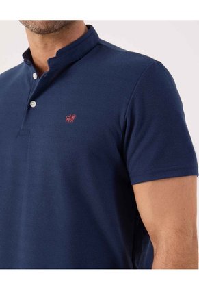 Polo Unicolor Con Bordado  Para Hombre Azul Patprimo