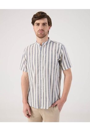 Camisa Para Hombre Manga Corta Sin Bolsillo Cuello Neru Color Azul Marca Patprimo #44013176
