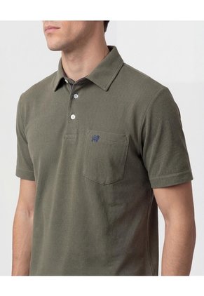 Polo Unicolor, Cuello Duro Con Bolsillo Y Silueta Regular Fit  Para Hombre Verde Patprimo