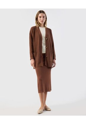 Camiseta Básica Cuello Redondo   Para Mujer Beige Patprimo